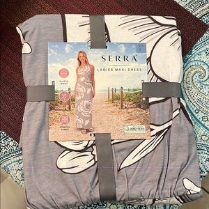 Serra Floral Maxi Dress in Gray and White